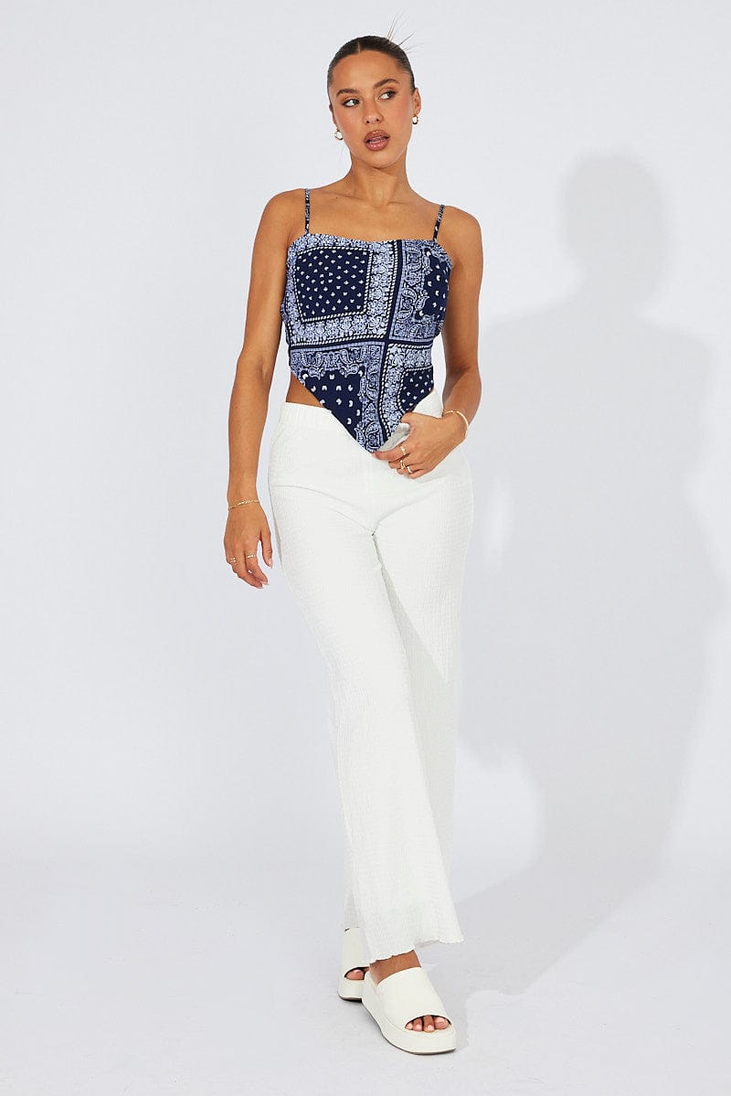 White Wide Leg Pants High Rise for Ally Fashion