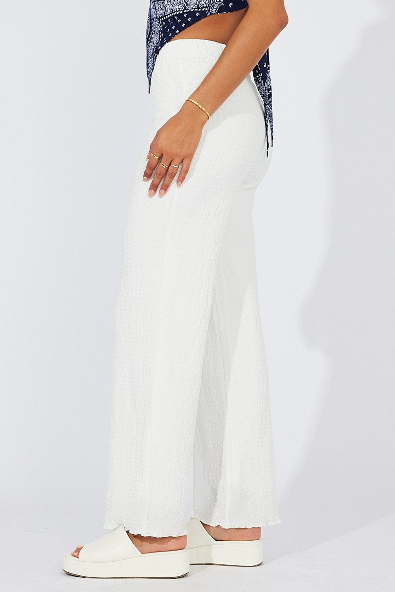 White Wide Leg Pants High Rise for Ally Fashion