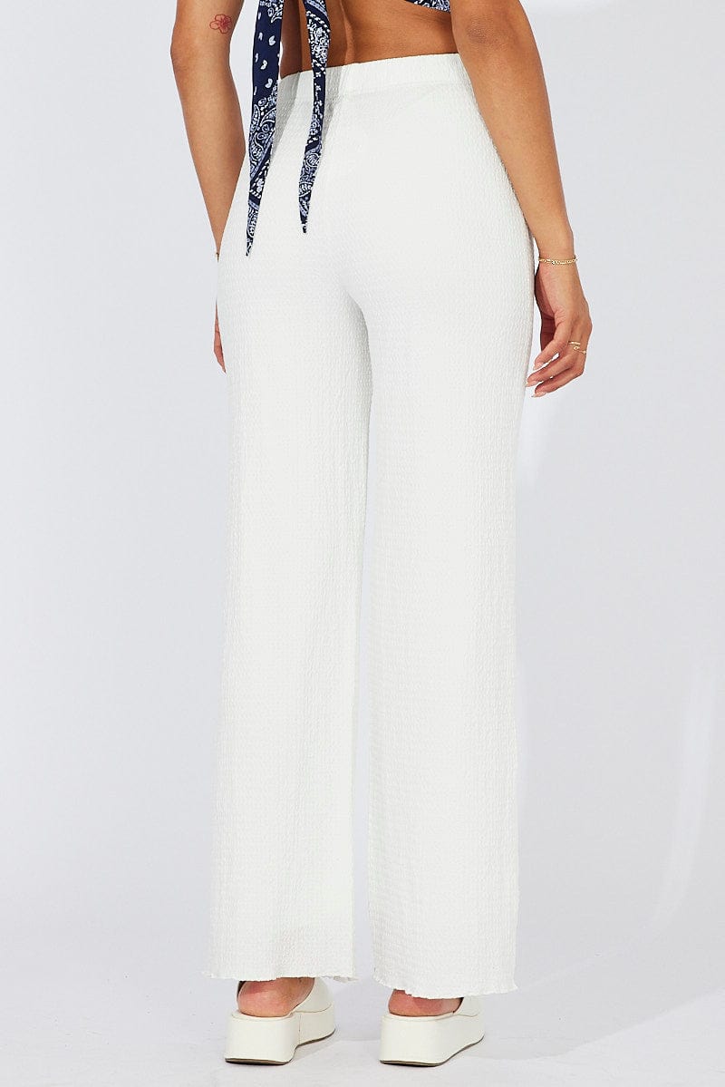 White Wide Leg Pants High Rise for Ally Fashion