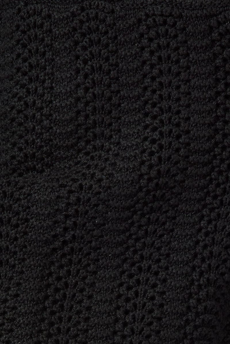 Black Knit Shorts Crochet for Ally Fashion