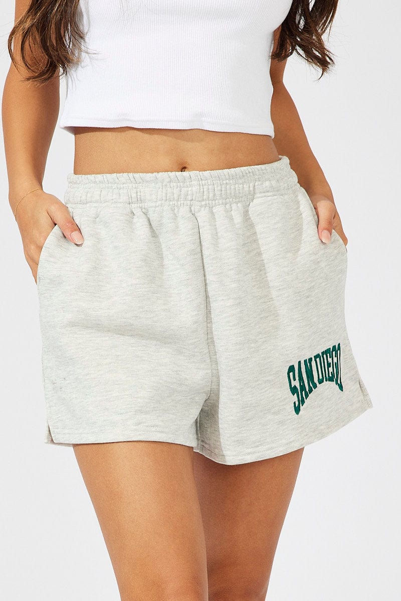 Grey Track Shorts High Rise for Ally Fashion