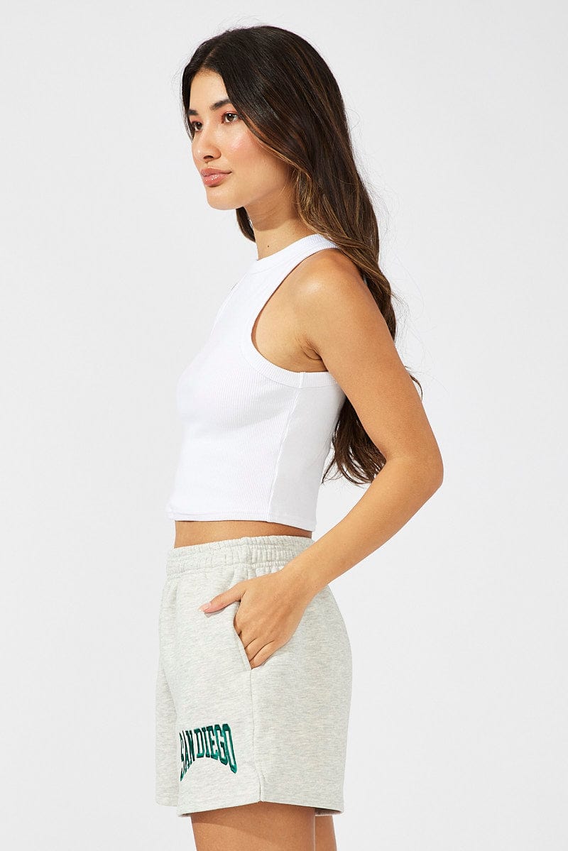 Grey Track Shorts High Rise for Ally Fashion