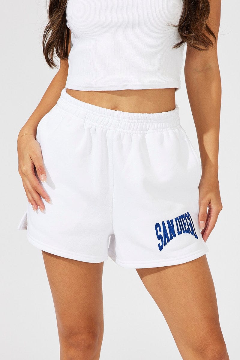 White Track Shorts High Rise for Ally Fashion