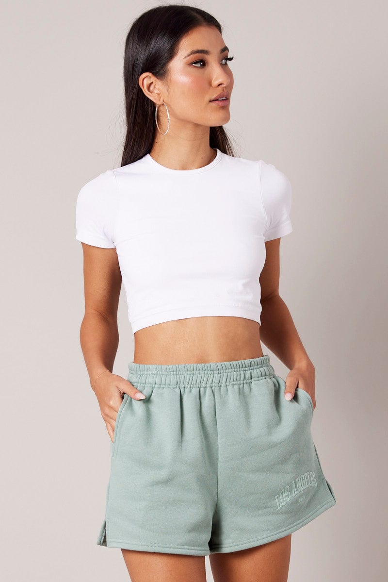 Green Track Shorts High Rise for Ally Fashion
