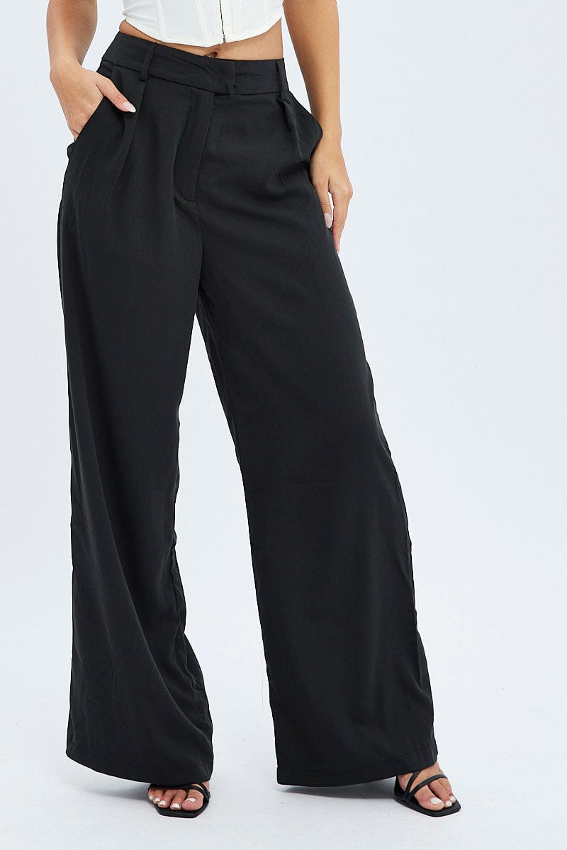 Low Rise Criss Cross Suit Trousers Black  SourceUnknown
