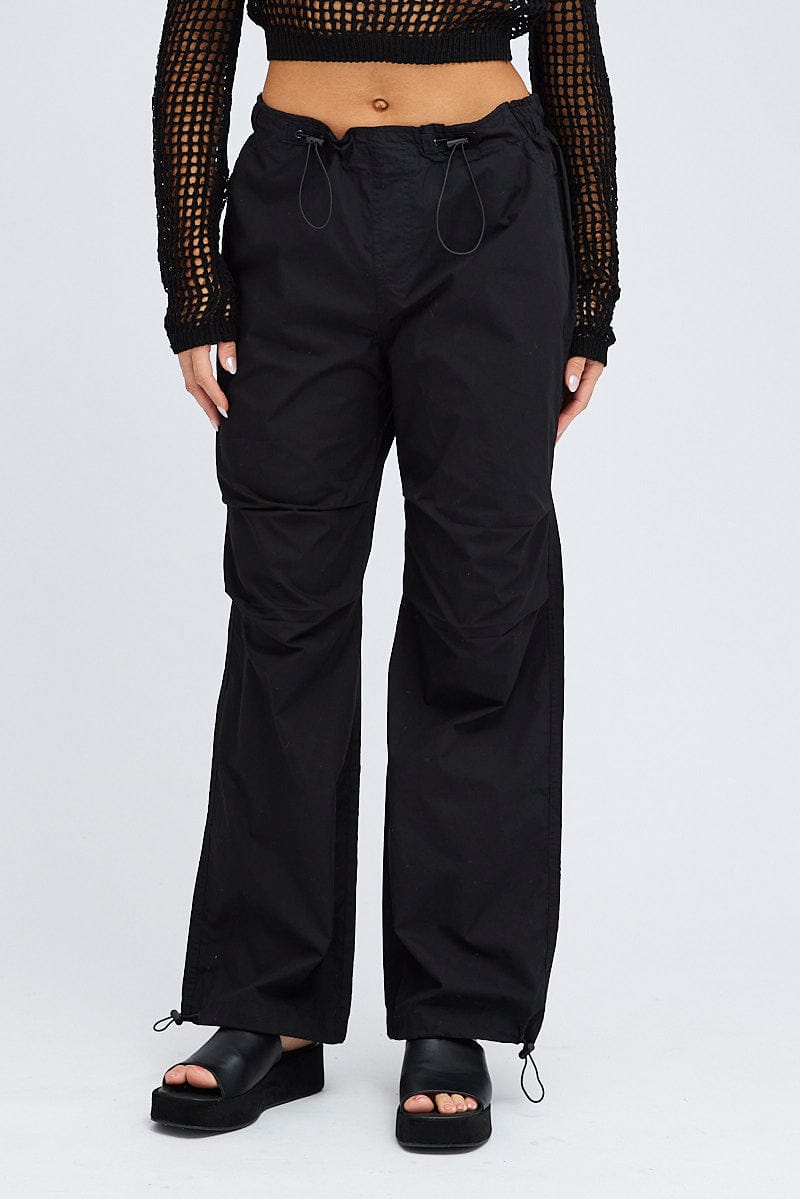 Black Parachute Pants Cargo | Ally Fashion