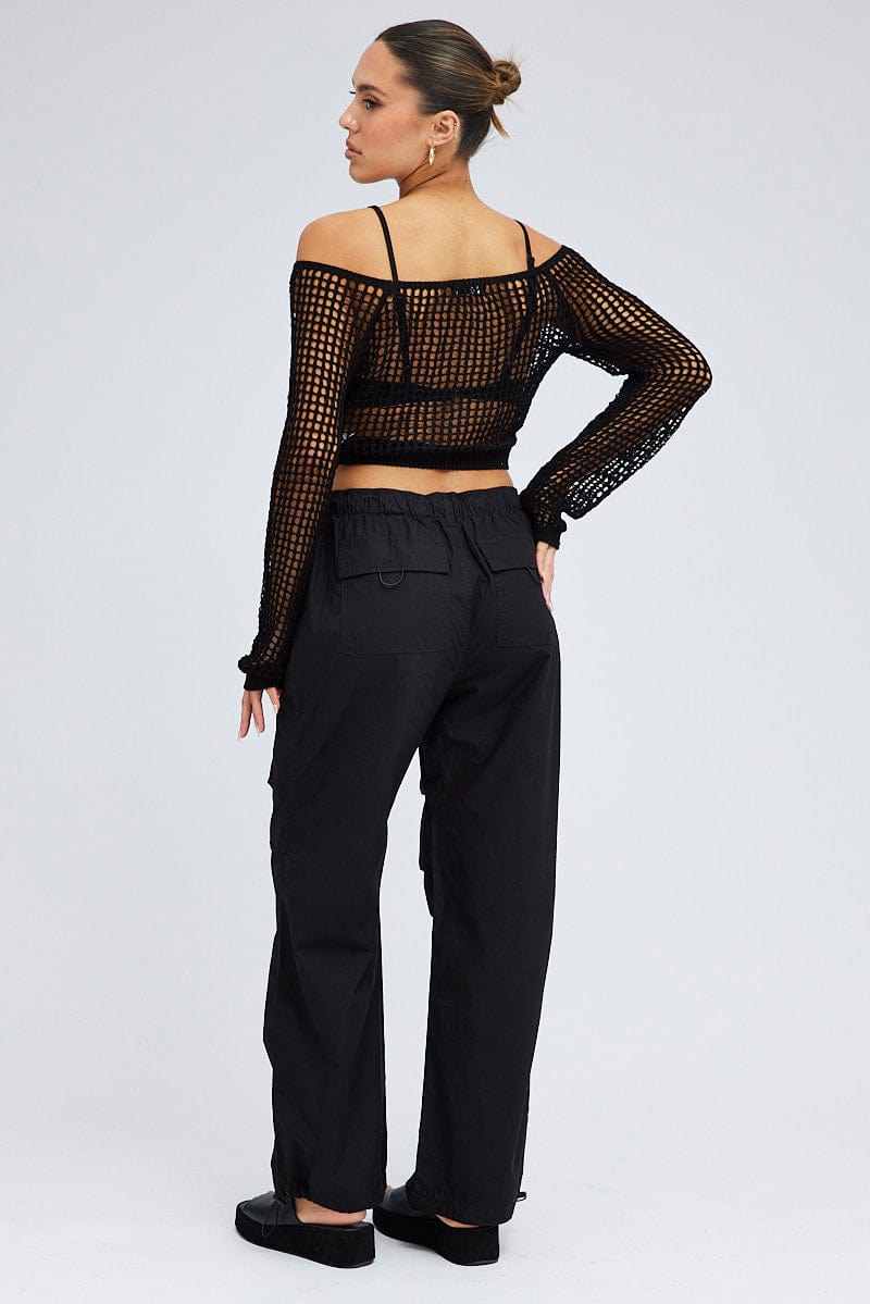 Black Parachute Pants Cargo for Ally Fashion