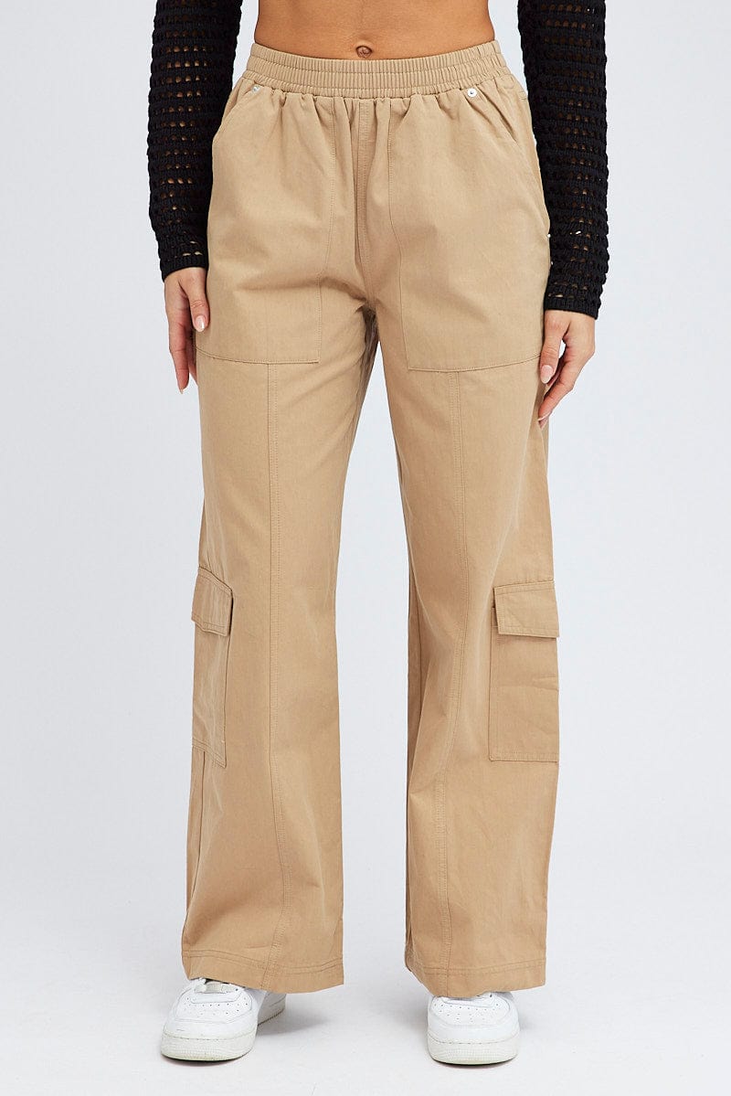 Beige Cargo Pants Wide Leg for Ally Fashion