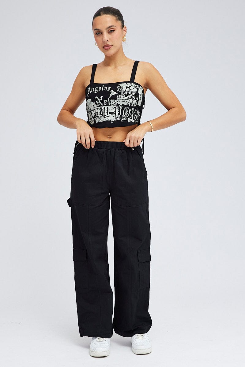 Black Cargo Pants Wide Leg for Ally Fashion