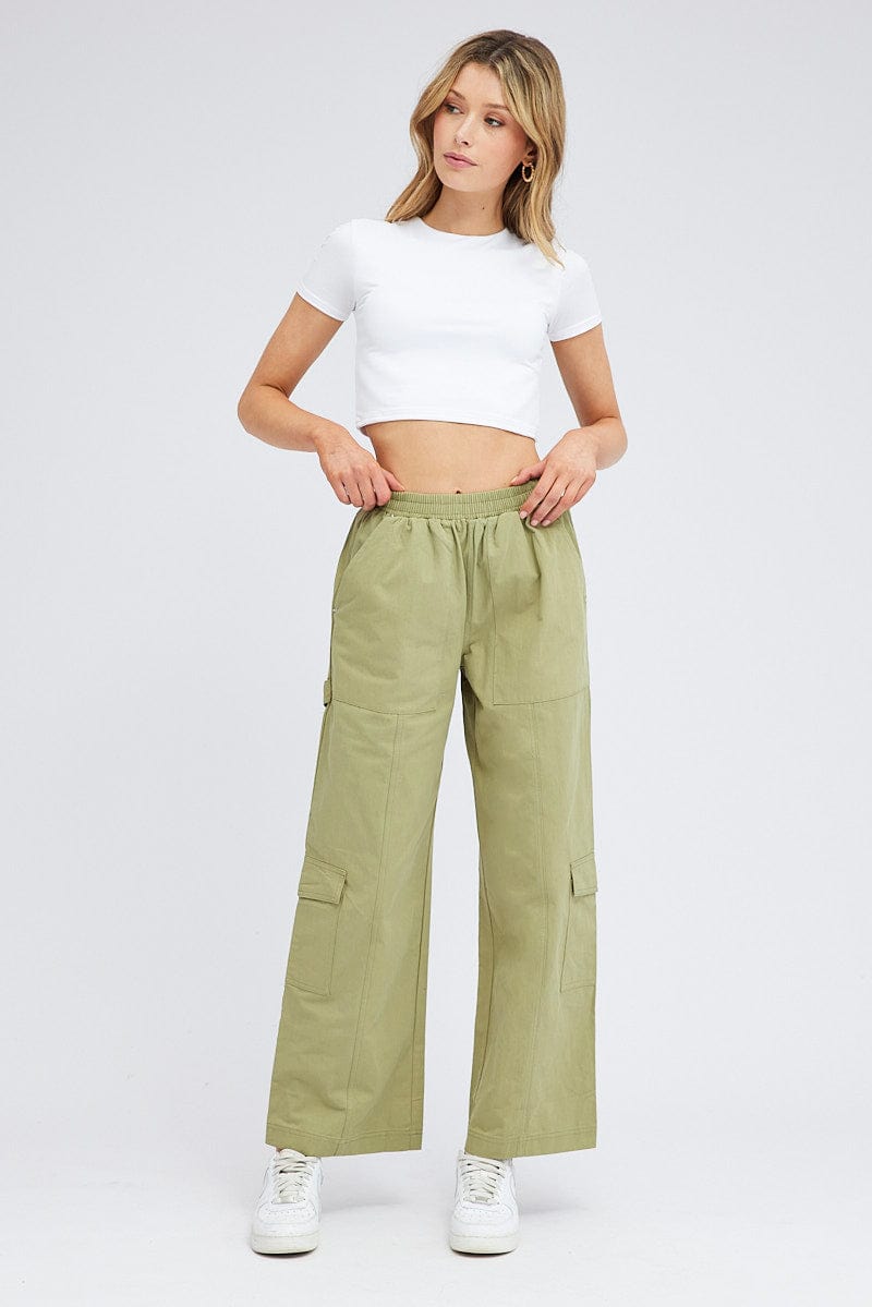 Green Cargo Pants Wide Leg for Ally Fashion