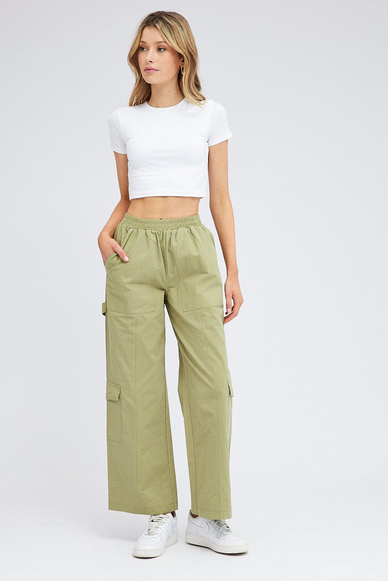 Green Cargo Pants Wide Leg for Ally Fashion