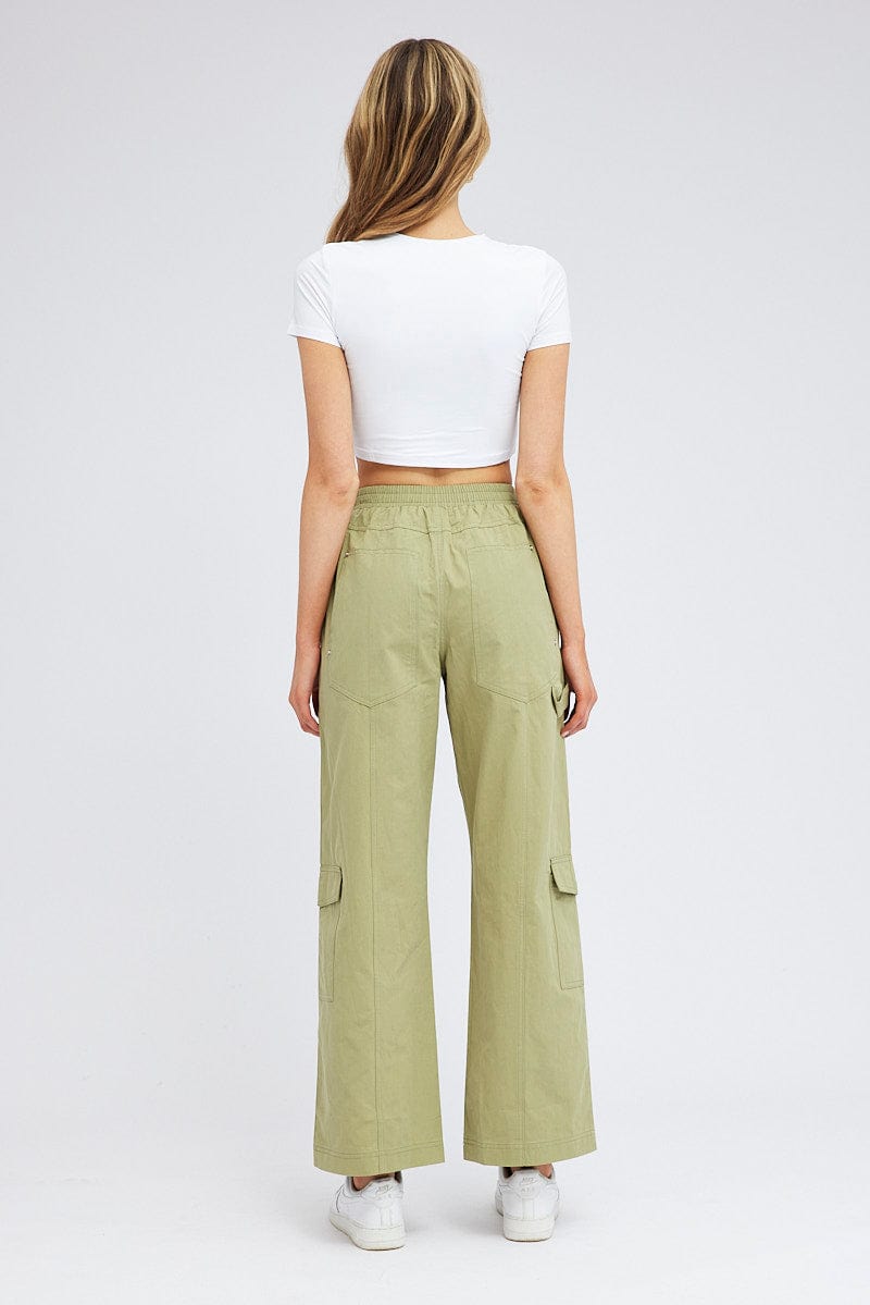 Green Cargo Pants Wide Leg for Ally Fashion