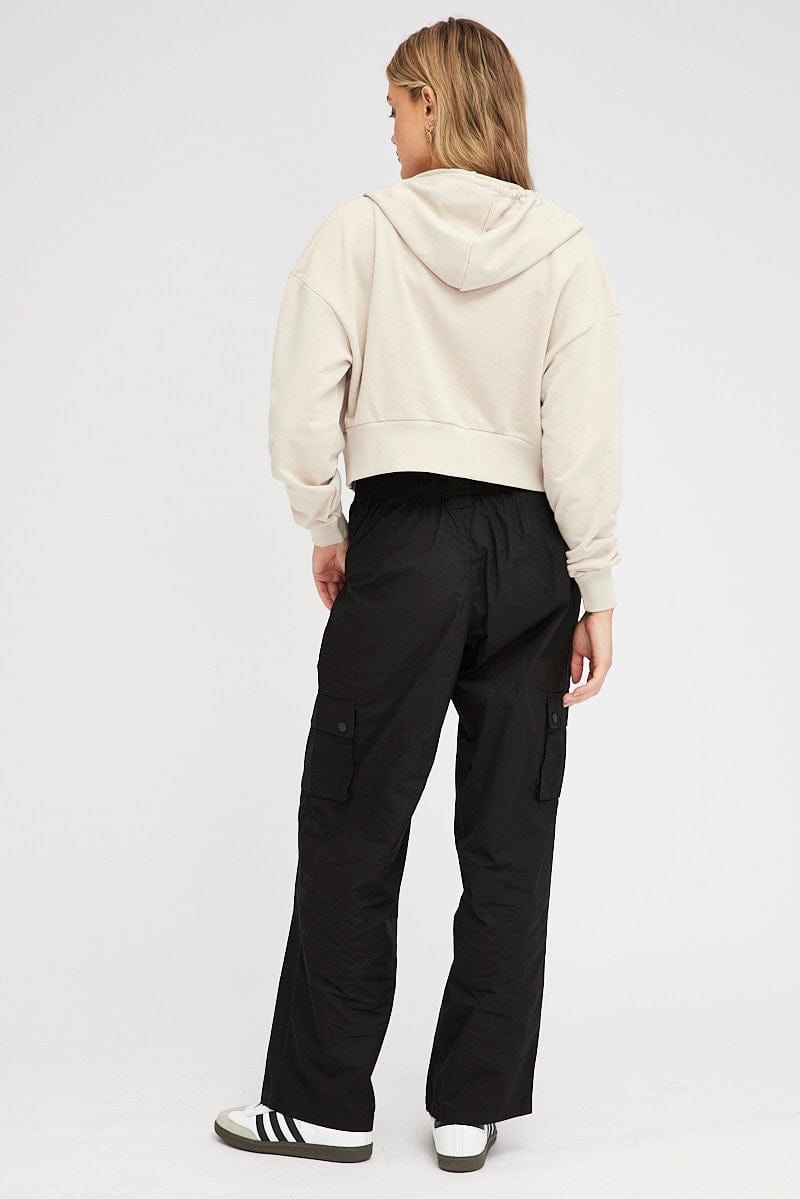 Black Cargo Pants Mid Rise for Ally Fashion