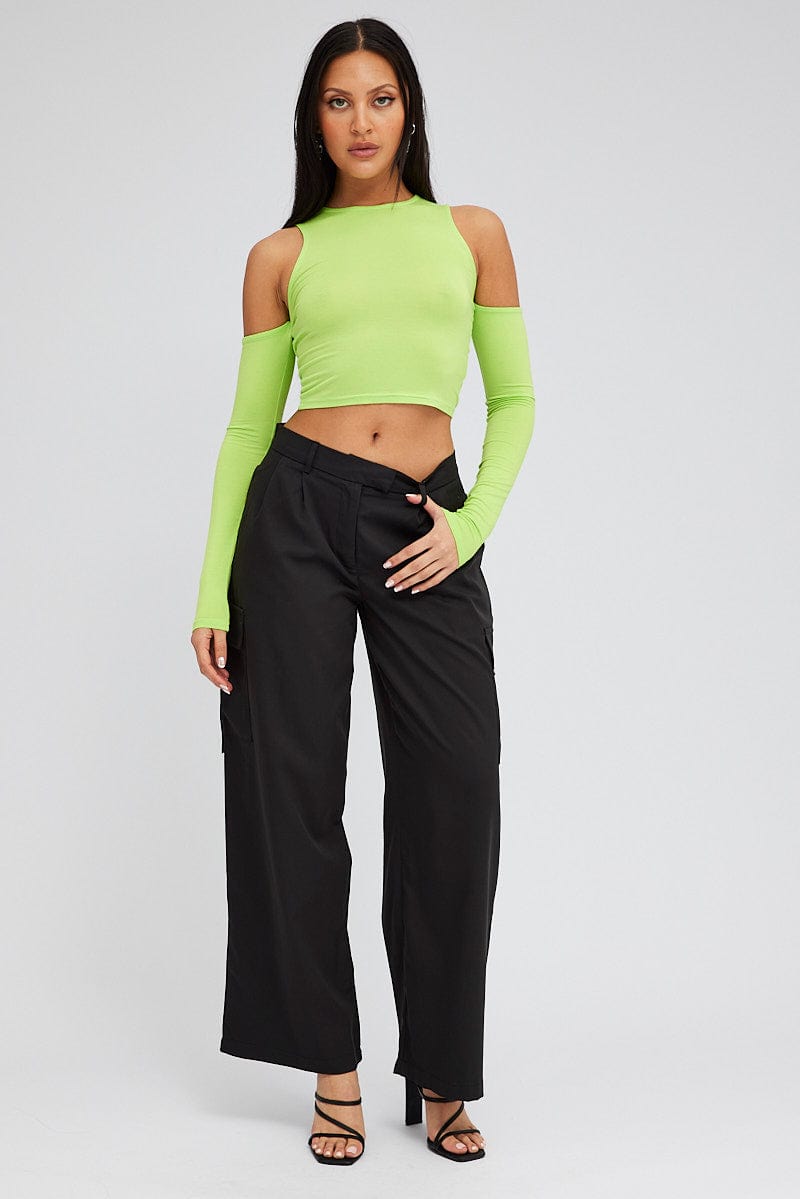 Black Wide Leg Pants Low Rise for Ally Fashion