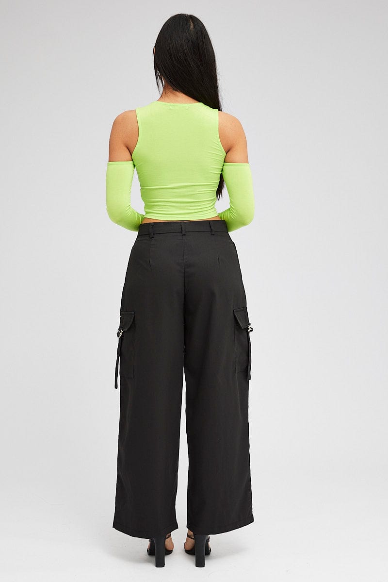 Black Wide Leg Pants Low Rise for Ally Fashion