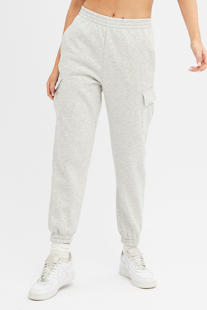 Grey Cargo Track Pants High Rise for Ally Fashion