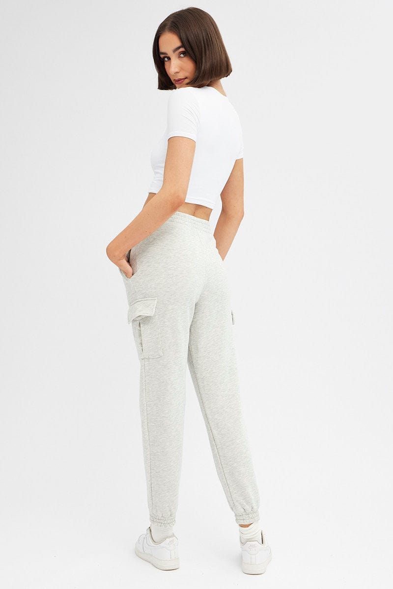 Grey Cargo Track Pants High Rise for Ally Fashion