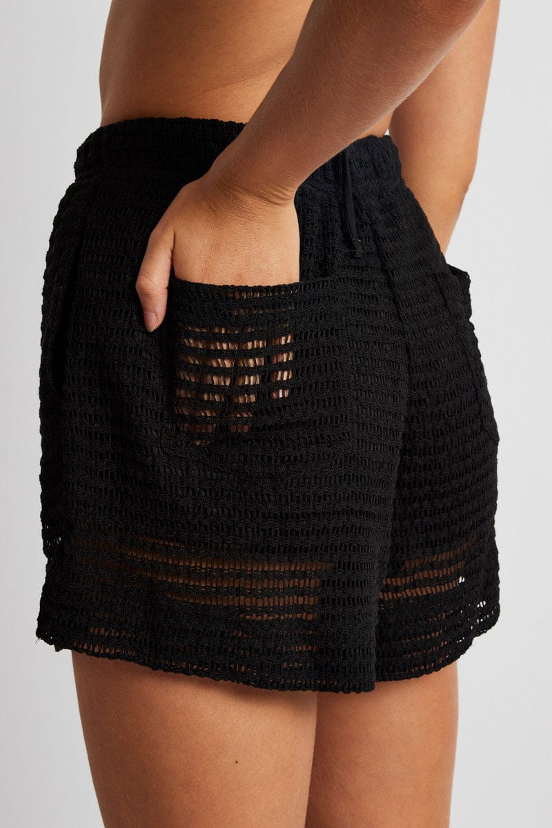 Black Relaxed Shorts High Rise for Ally Fashion