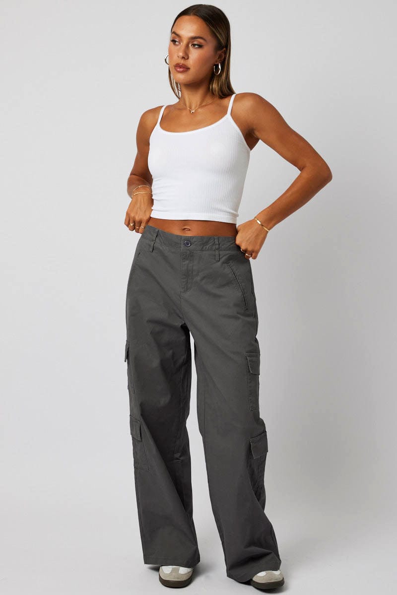 Grey Cargo Pants Mid Rise for Ally Fashion