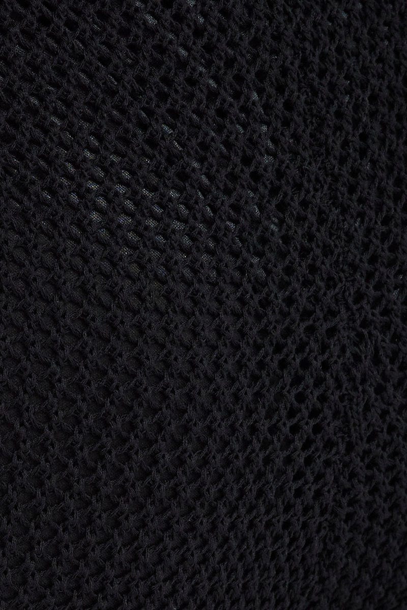 Black Knit Pants Wide Leg Crochet for Ally Fashion