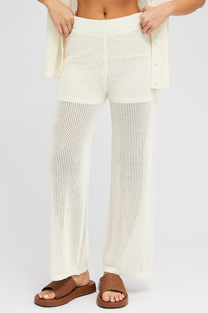 Crochet Knit Pants - White