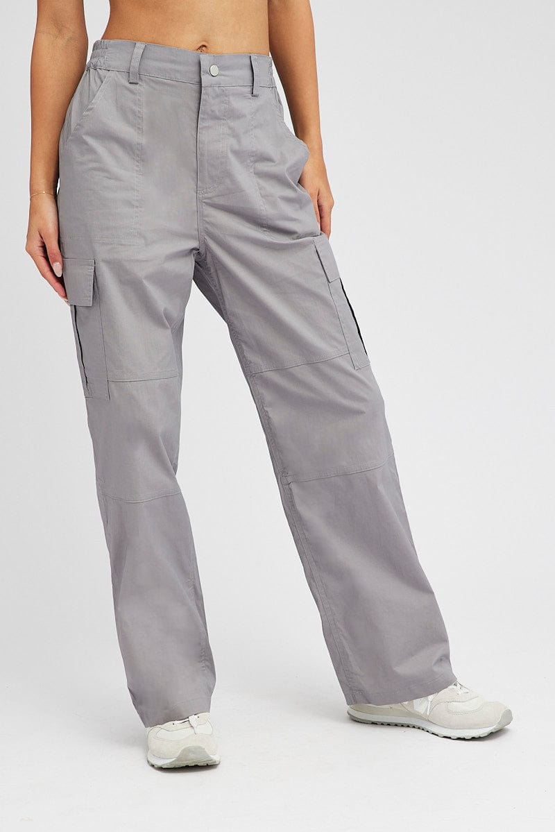 Grey Cargo Pants Mid Rise for Ally Fashion