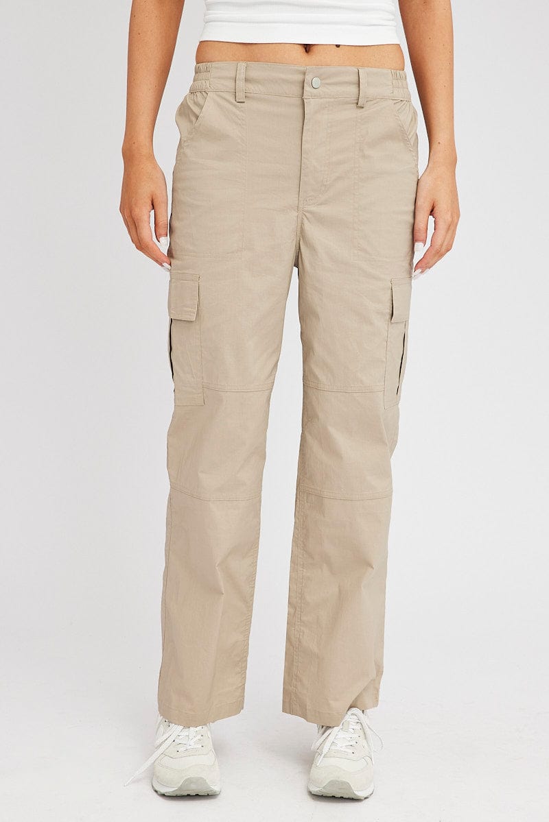 Beige Cargo Pants Mid Rise for Ally Fashion