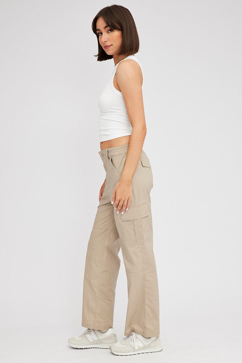 Beige Cargo Pants Mid Rise for Ally Fashion