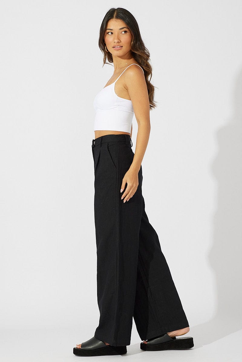 Black Wide Leg Pants High Rise Tailored | Ally Fashion