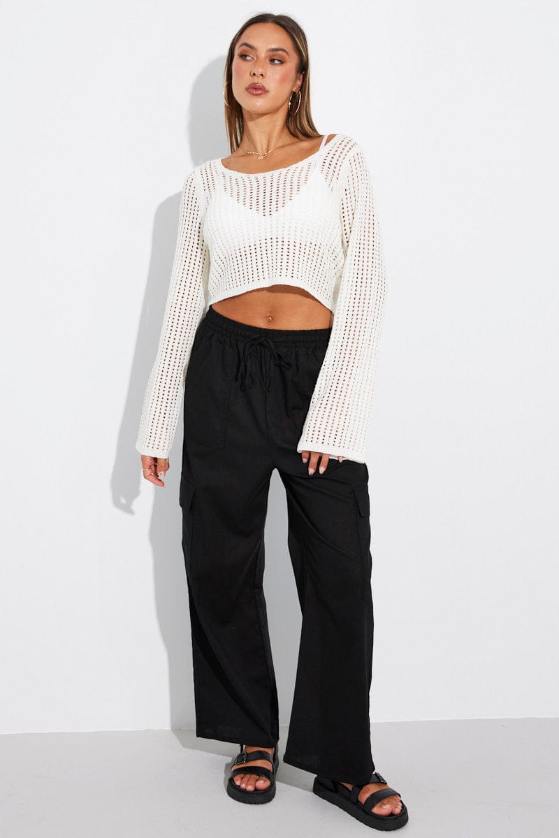 Black Relaxed Cargo Pant Elasticated Waist for Ally Fashion