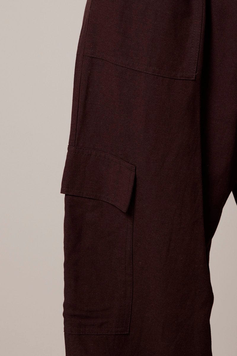 Brown Relaxed Cargo Pant Elasticated Waist for Ally Fashion