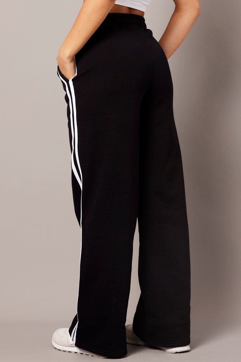 Black Track Pants Wide Leg for Ally Fashion