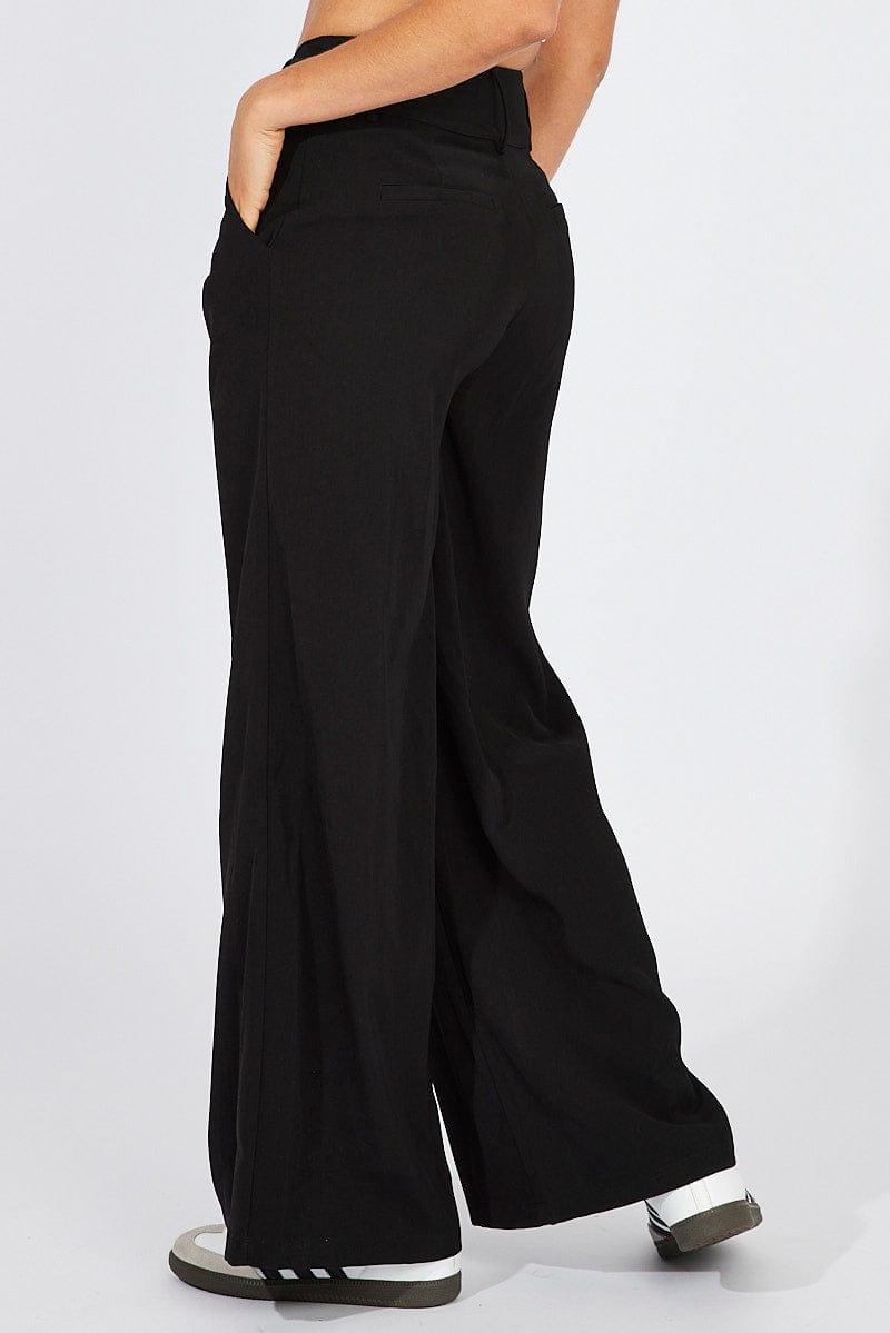 Black Wide Leg Pants High Rise for Ally Fashion