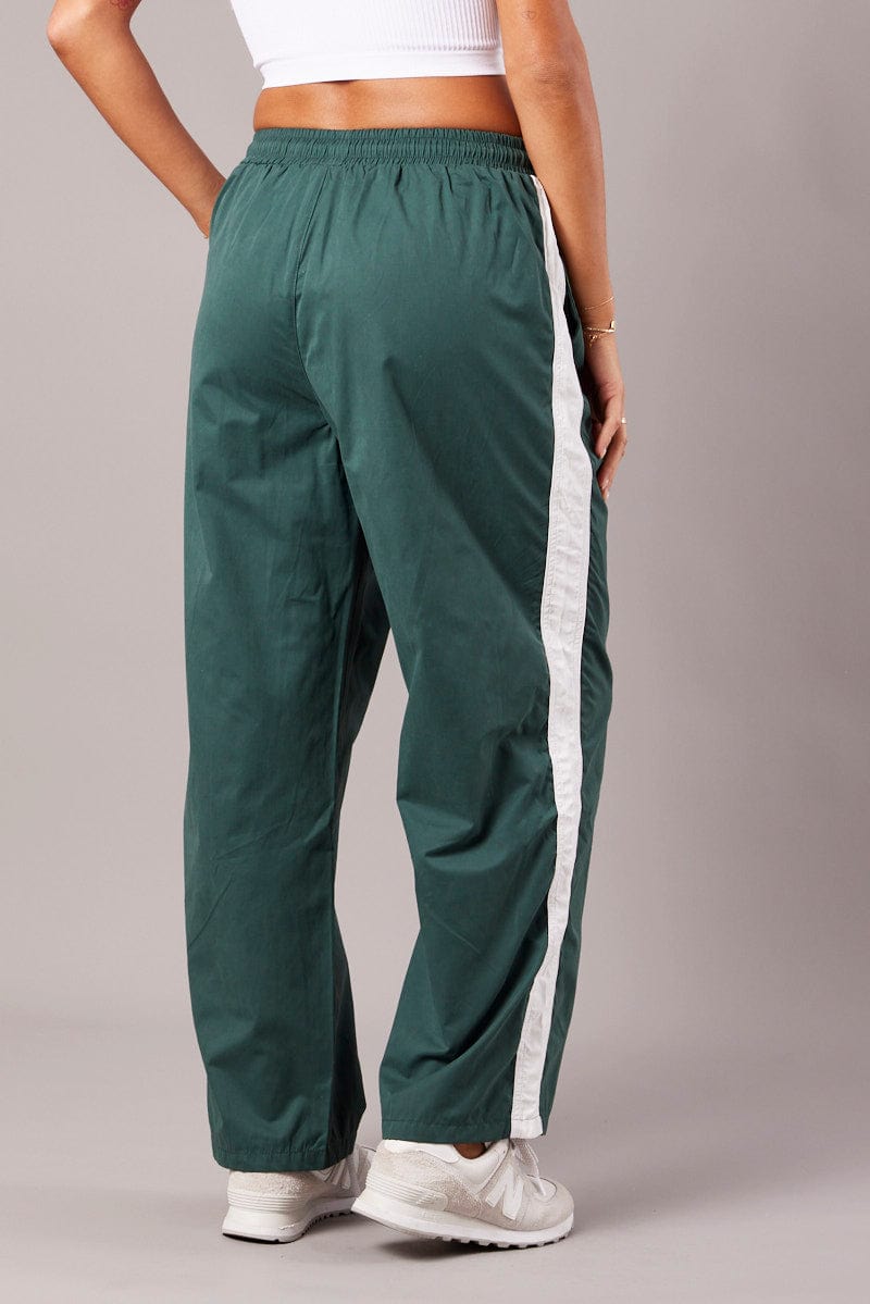 Green Track Pants Wide Leg for Ally Fashion
