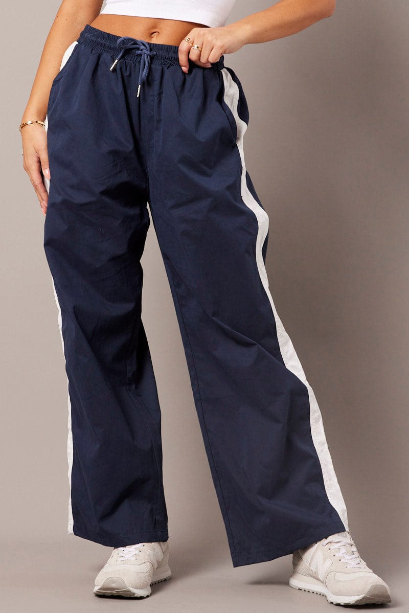 Blue Track Pants Wide Leg for Ally Fashion