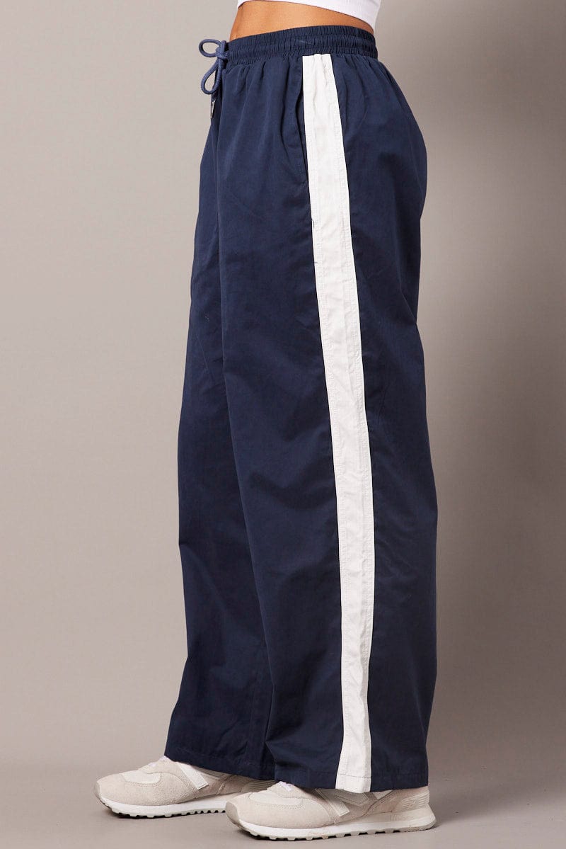 Blue Track Pants Wide Leg for Ally Fashion
