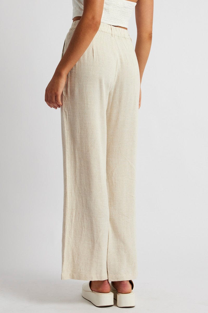 Beige Wide Leg Pant High Rise | Ally Fashion