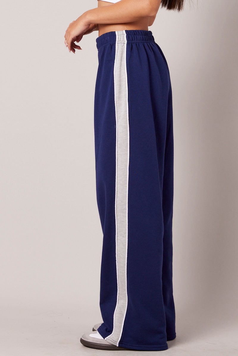 Blue Track Pants Wide Leg Pants for Ally Fashion