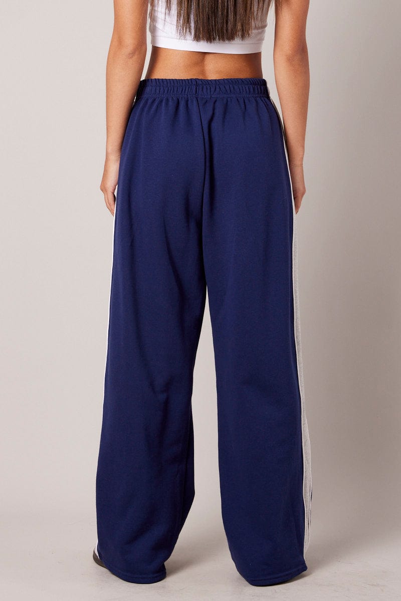 Blue Track Pants Wide Leg Pants for Ally Fashion