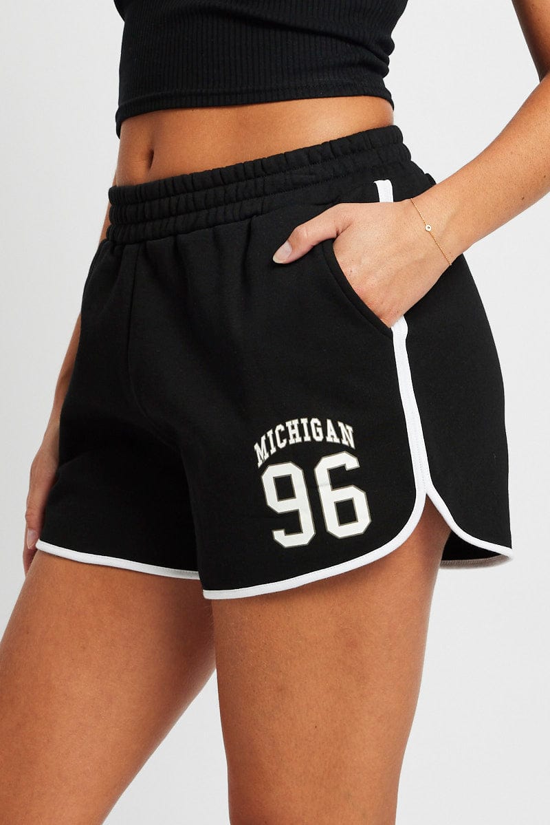 Black Track Shorts High Rise for Ally Fashion