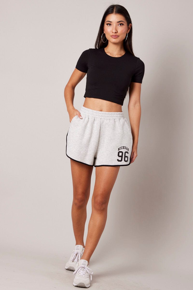 Grey Track Shorts High Rise for Ally Fashion