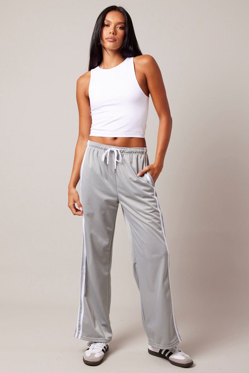 Grey Track Pants Mid Rise for Ally Fashion