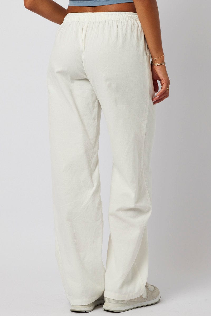 White Wide Leg Pants Micro Corduroy for Ally Fashion