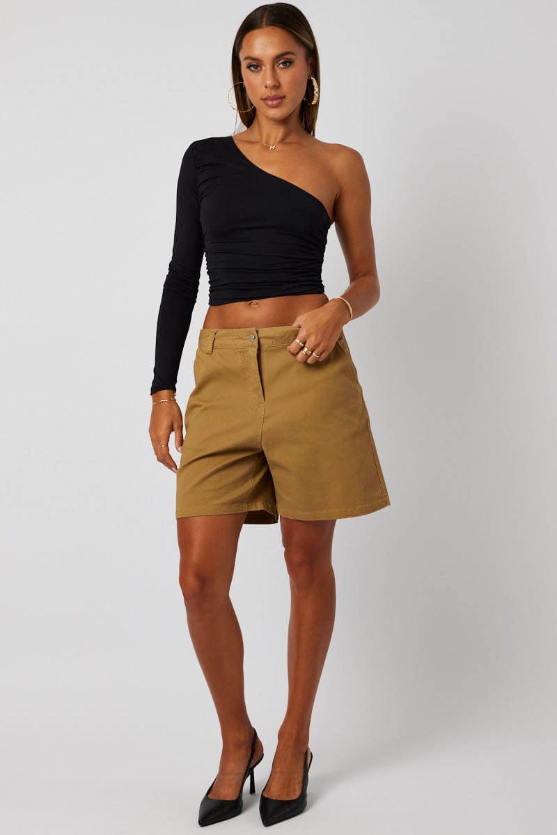 Beige Longline Short for Ally Fashion