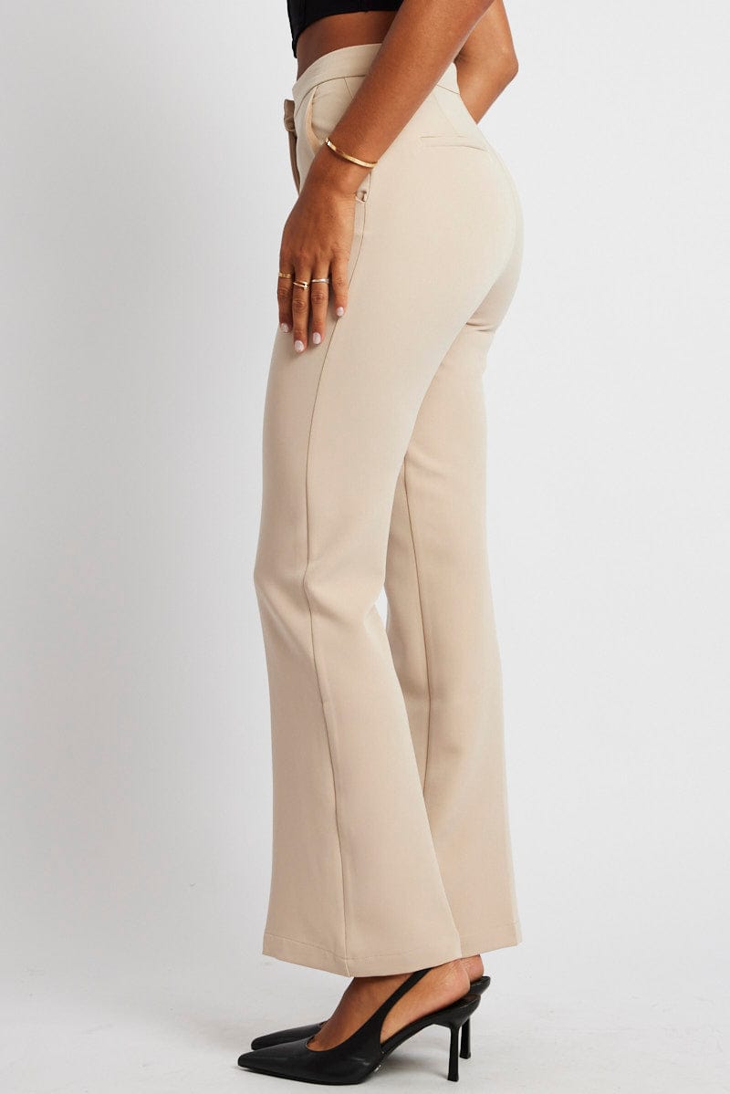 Beige Slim Pants High Rise for Ally Fashion