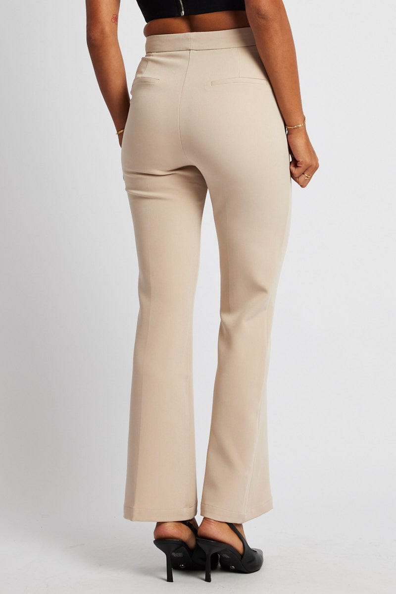 Beige Slim Pants High Rise for Ally Fashion