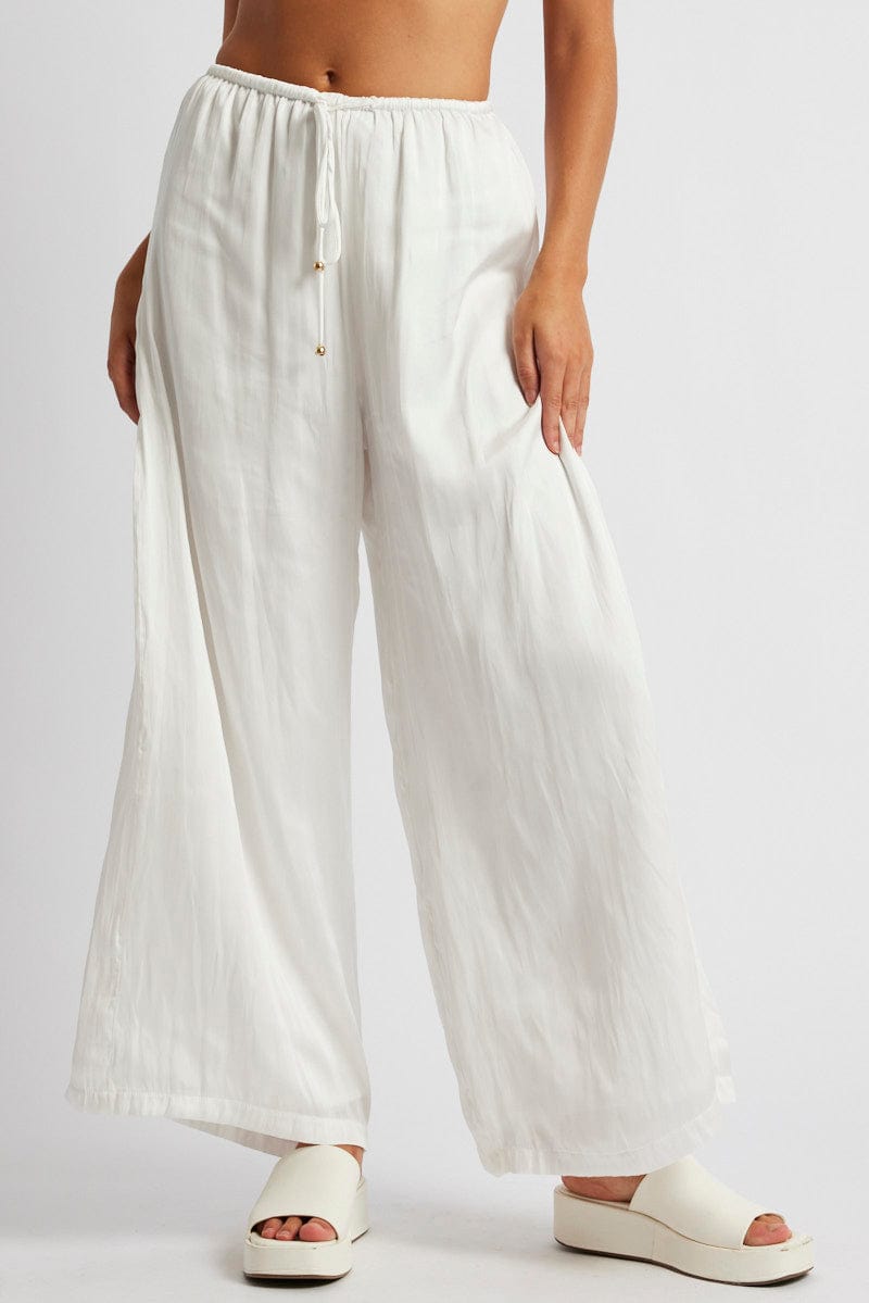 Elegant Cream White High Waisted Pants