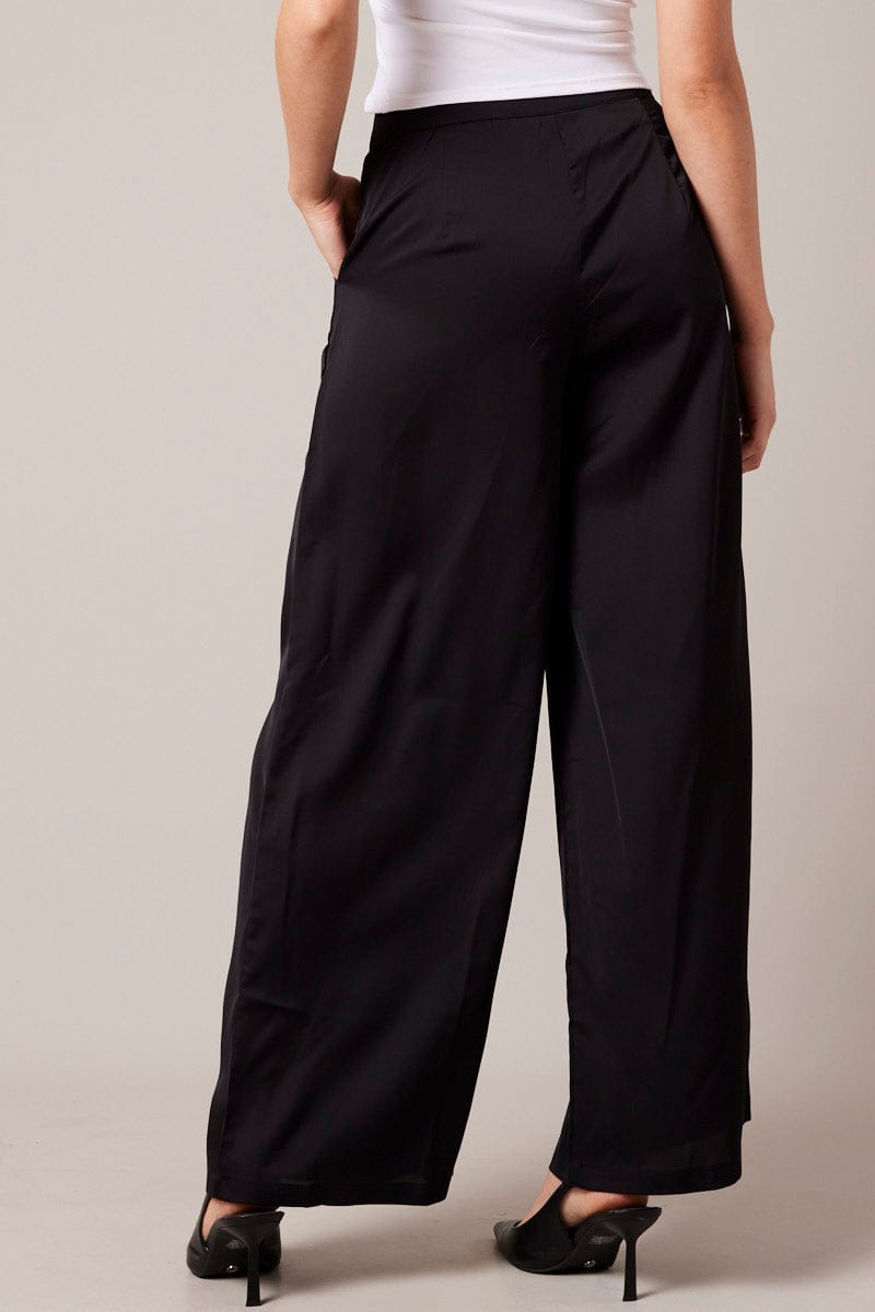 Black Wide Leg Pants High Rise for Ally Fashion