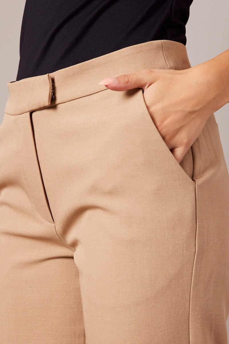 Beige Slim Pants Mid Rise for Ally Fashion