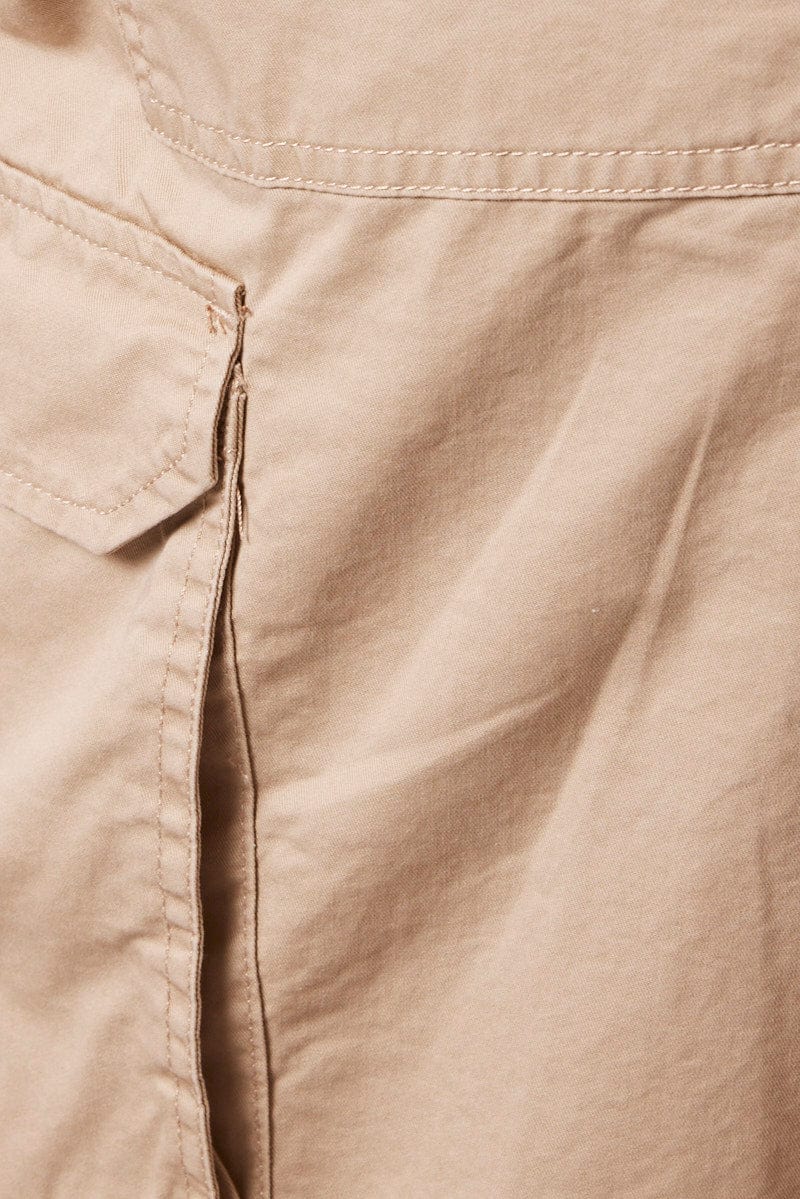 Beige Cargo Shorts Low Rise for Ally Fashion